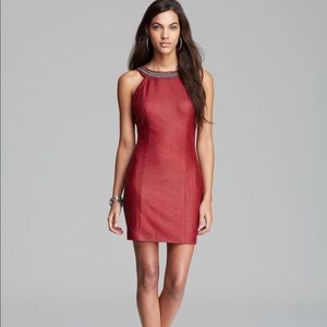 Guess Faux Leather Red Embellished Dress